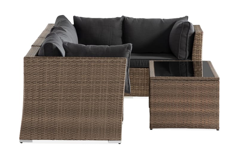 Wisconsin Premium Loungegrupp Utomhus 5-sits Glas/Konstrotting/Sand/Svart - Utemöbler - Utegrupp - Loungegrupp
