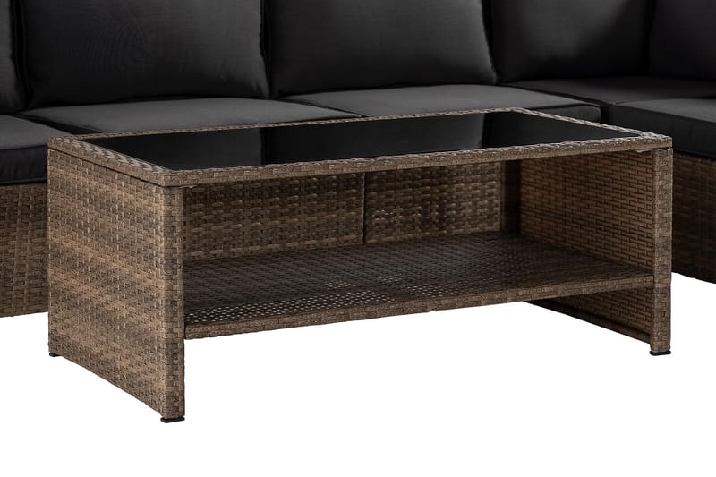 Wisconsin Premium Loungegrupp Utomhus 5-sits Glas/Konstrotting/Sand/Svart - Utemöbler - Utegrupp - Loungegrupp