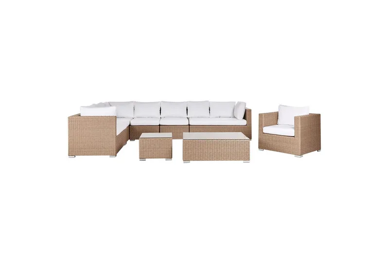 Loungegrupp XXL Beige/vit, Beige/vit