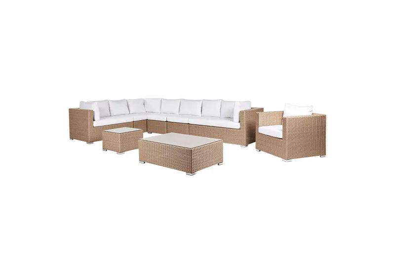 Loungegrupp XXL Beige/vit - Beige/vit - Utemöbler - Utegrupp - Loungegrupp
