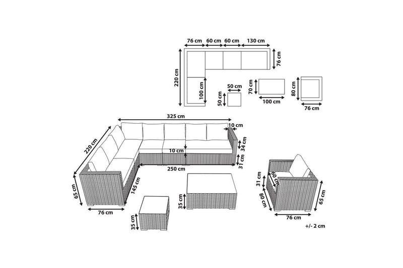 Loungegrupp XXL Beige/vit - Beige/vit - Utemöbler - Utegrupp - Loungegrupp
