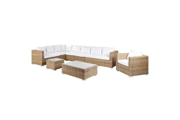 Loungegrupp XXL Brun/Vit - Brun/Vit - Utemöbler - Utegrupp - Loungegrupp