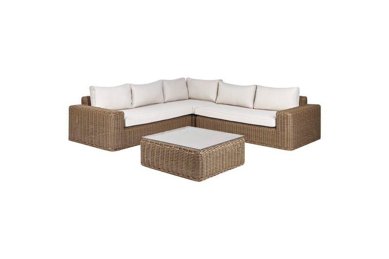 Loungegrupp Palermo Brun/Vit - Brun/Vit - Utemöbler - Utegrupp - Loungegrupp