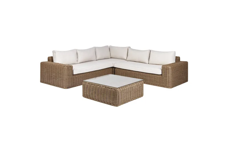 Loungegrupp Palermo Brun/Vit - Brun/Vit - Utemöbler - Utegrupp - Loungegrupp