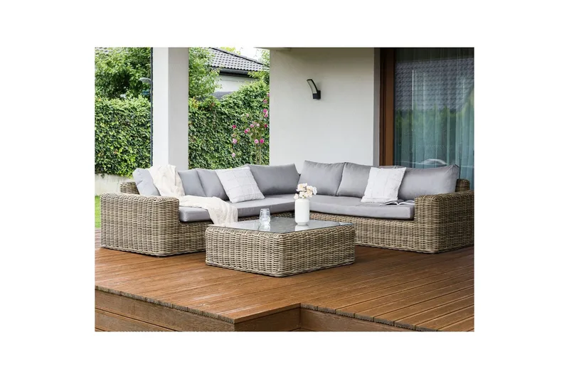 Loungegrupp Palermo Brun/grå - Brun/grå - Utemöbler - Utegrupp - Loungegrupp