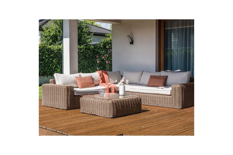 Loungegrupp Palermo Brun/Vit - Brun/Vit - Utemöbler - Utegrupp - Loungegrupp