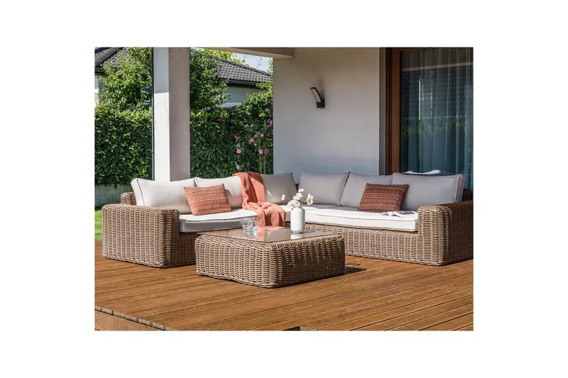 Loungegrupp Palermo Brun/Vit - Brun/Vit - Utemöbler - Utegrupp - Loungegrupp