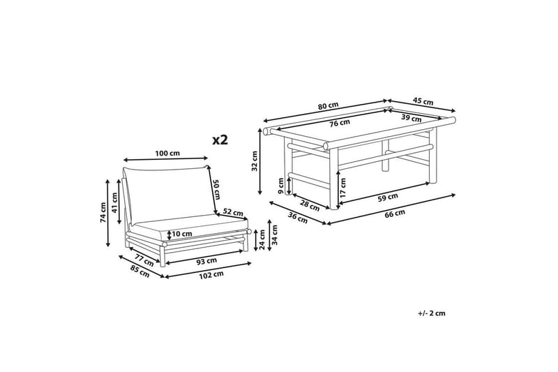 Loungeset Todi Ljus trä/Taupe - Ljus trä/Taupe - Utemöbler - Utegrupp - Loungegrupp
