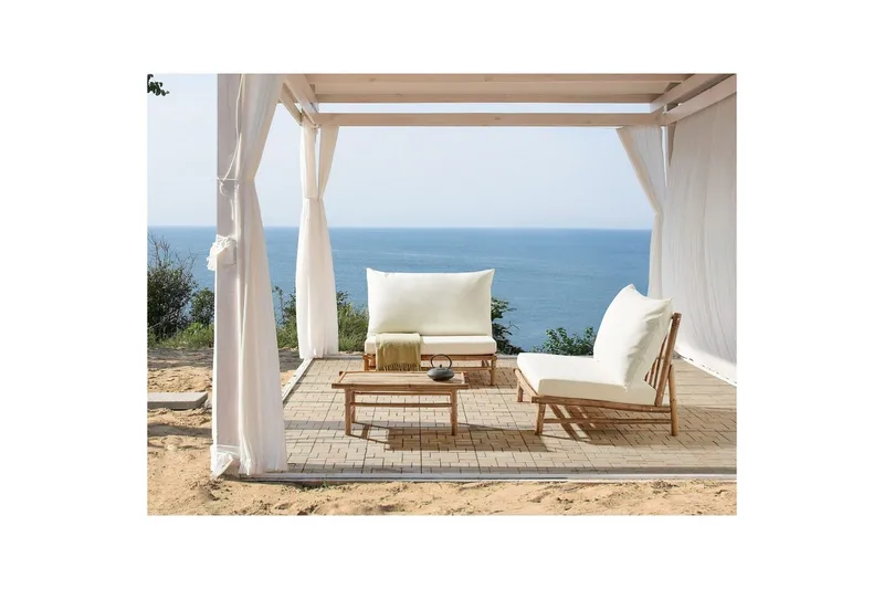 Loungeset Todi Ljus trä/vit - Ljus trä/vit - Utemöbler - Utegrupp - Loungegrupp