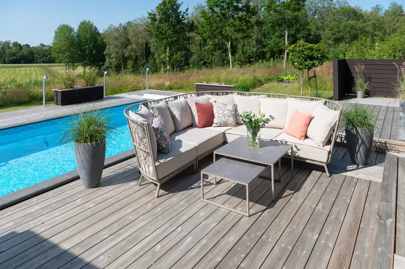 Loungesoffa Hillerstorp Jet Set Hörn - Beige - Utemöbler - Utesoffor & bänkar - Loungesoffa