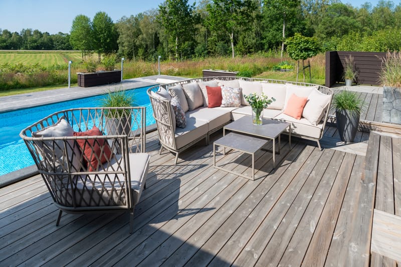 Loungesoffa Hillerstorp Jet Set Hörn - Beige - Utemöbler - Utesoffor & bänkar - Loungesoffa