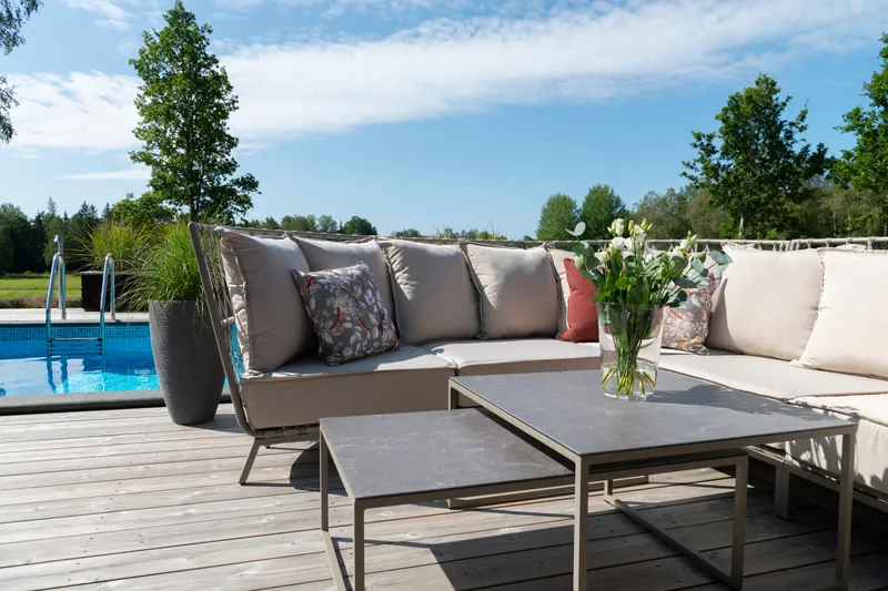 Loungesoffa Hillerstorp Jet Set Hörn - Beige - Utemöbler - Utesoffor & bänkar - Loungesoffa