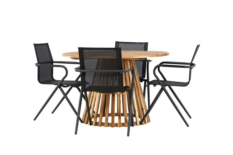 Lumpur Matgrupp Utomhus Rund 120 cm + 4 st Alling Matstolar Svart - Utemöbler - Utegrupp - Matgrupper utomhus