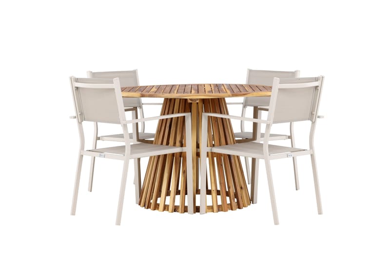 Lumpur Matgrupp Utomhus Rund 120 cm + 4 st Copacabana Matstolar Beige