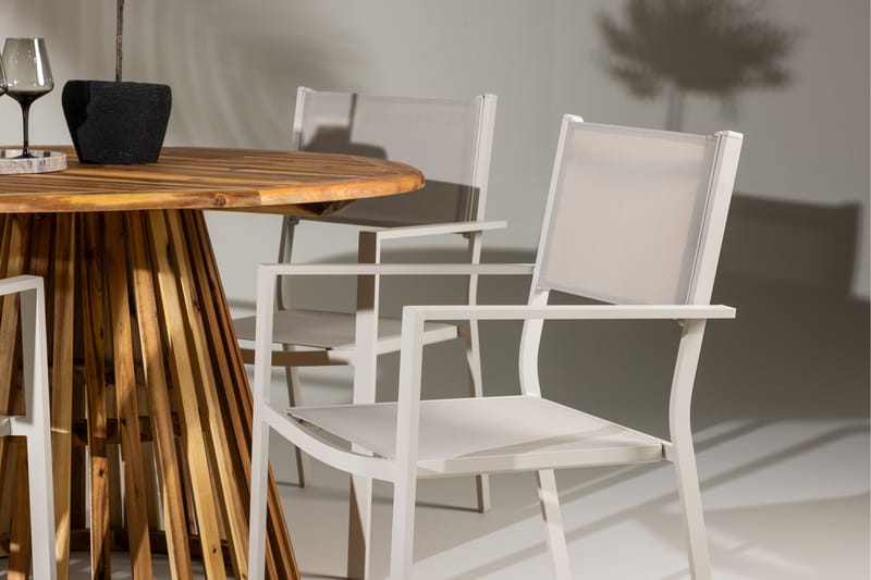 LUMPUR Matgrupp Utomhus Rund 120 cm + 4 st Copacabana Matstolar Beige - Utemöbler - Utegrupp - Matgrupper utomhus