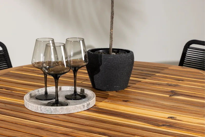 Lumpur Matgrupp Utomhus Rund 120 cm + 4 st Linero Matstolar Svart - Utemöbler - Utegrupp - Matgrupper utomhus