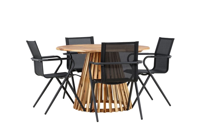 Lumpur Matgrupp Utomhus 110 cm Rund med 4 Alina Utestolar - Natur - Utemöbler - Utegrupp - Matgrupper utomhus