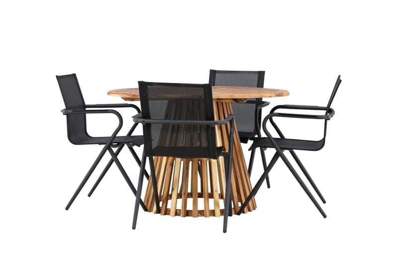 Lumpur Matgrupp Utomhus 110 cm Rund med 4 Alina Utestolar - Natur - Utemöbler - Utegrupp - Matgrupper utomhus