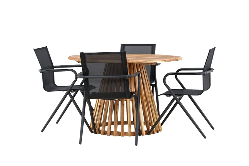 Lumpur Matgrupp Utomhus 110 cm Rund med 4 Alina Utestolar - Natur - Utemöbler - Utegrupp - Matgrupper utomhus
