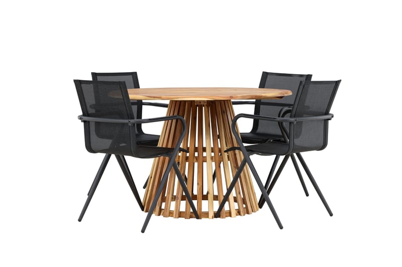 Lumpur Matgrupp Utomhus 110 cm Rund med 4 Alina Utestolar - Natur - Utemöbler - Utegrupp - Matgrupper utomhus
