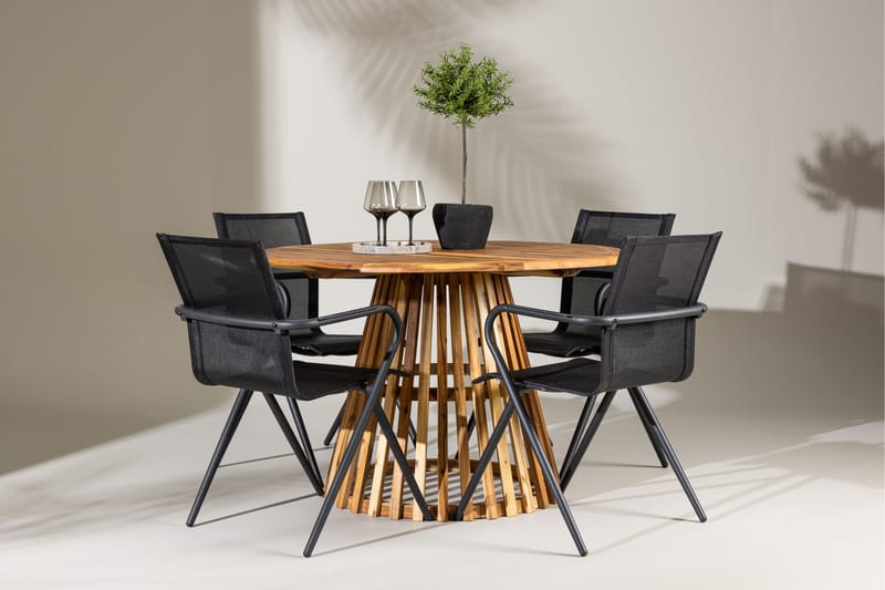 Lumpur Matgrupp Utomhus 110 cm Rund med 4 Alina Utestolar - Utemöbler - Utegrupp - Matgrupper utomhus