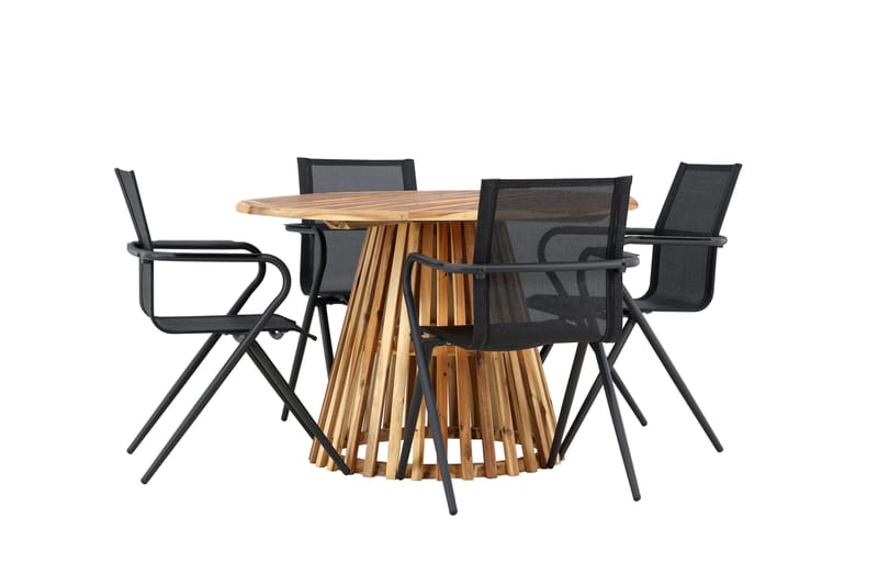 Lumpur Matgrupp Utomhus 110 cm Rund med 4 Alina Utestolar - Utemöbler - Utegrupp - Matgrupper utomhus