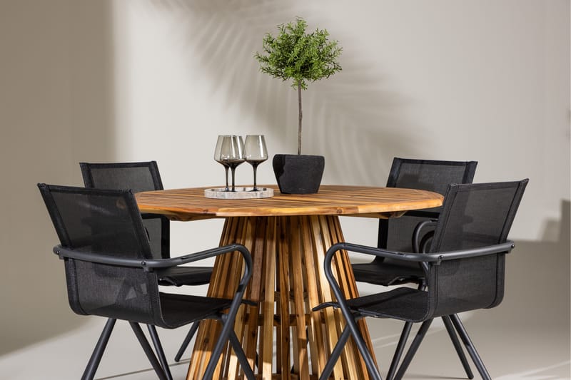 Lumpur Matgrupp Utomhus 110 cm Rund med 4 Alina Utestolar - Utemöbler - Utegrupp - Matgrupper utomhus