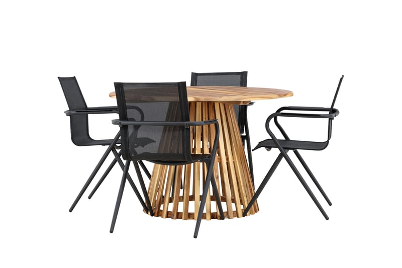 Lumpur Matgrupp Utomhus 110 cm Rund med 4 Alina Utestolar - Utemöbler - Utegrupp - Matgrupper utomhus
