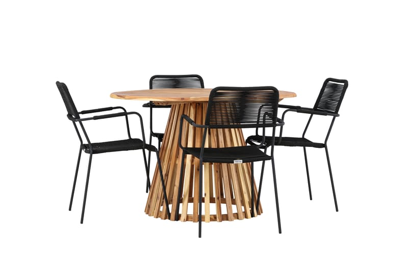 Lumpur Matgrupp Utomhus + 4 Utestolar Natur - Utemöbler - Utegrupp - Matgrupper utomhus