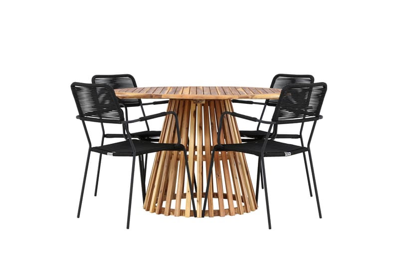 Lumpur Matgrupp Utomhus + 4 Utestolar Natur - Utemöbler - Utegrupp - Matgrupper utomhus