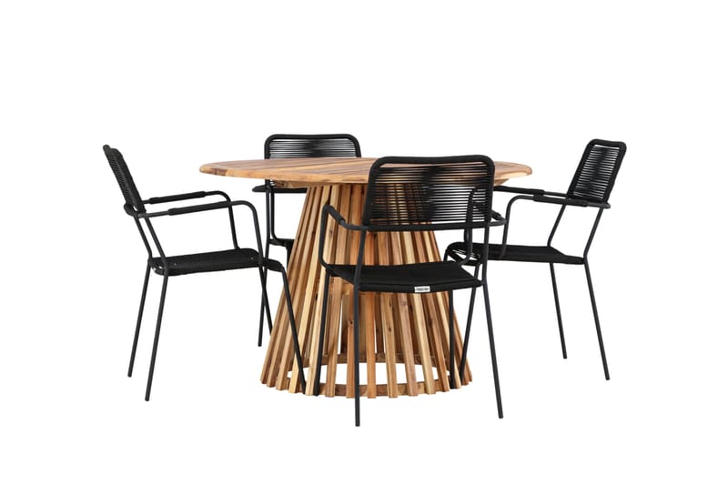 Lumpur Matgrupp Utomhus + 4 Utestolar - Natur - Utemöbler - Utegrupp - Matgrupper utomhus