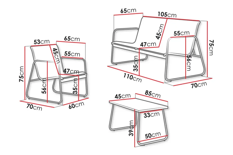 Maplewyn Loungegrupp Utomhus - Grå - Utemöbler - Utegrupp - Loungegrupp