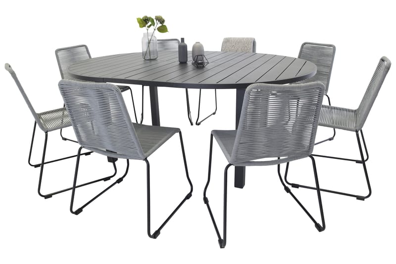 Marbella Matgrupp Utomhus 140 cm Rund med 8 Lindos Utestolar - Utemöbler - Utegrupp - Matgrupper utomhus