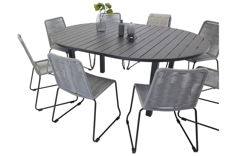 Marbella Matgrupp Utomhus 140 cm Rund med 8 Lindos Utestolar - Utemöbler - Utegrupp - Matgrupper utomhus