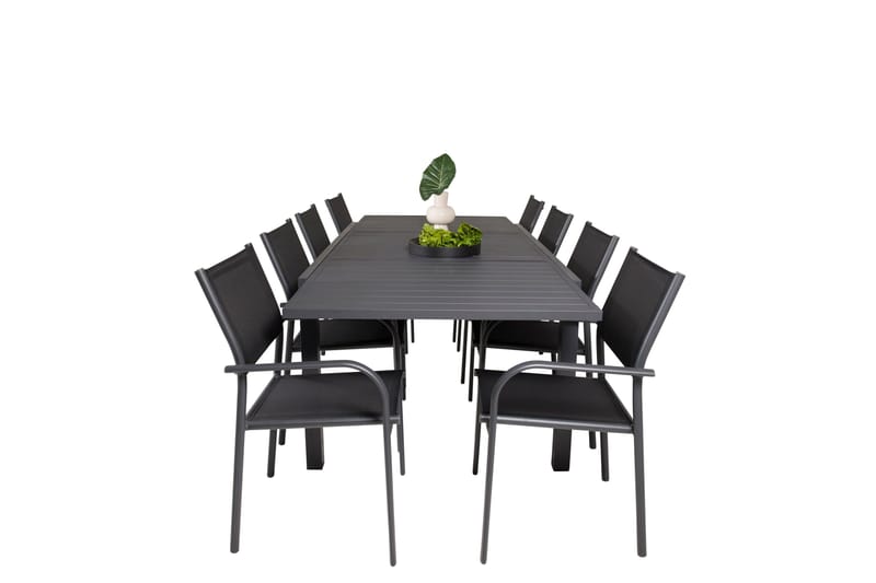 Marbella Matgrupp Utomhus 160-240 cm Rektangulär med 8 Santorini Utestolar - Svart - Utemöbler - Utegrupp - Matgrupper utomhus
