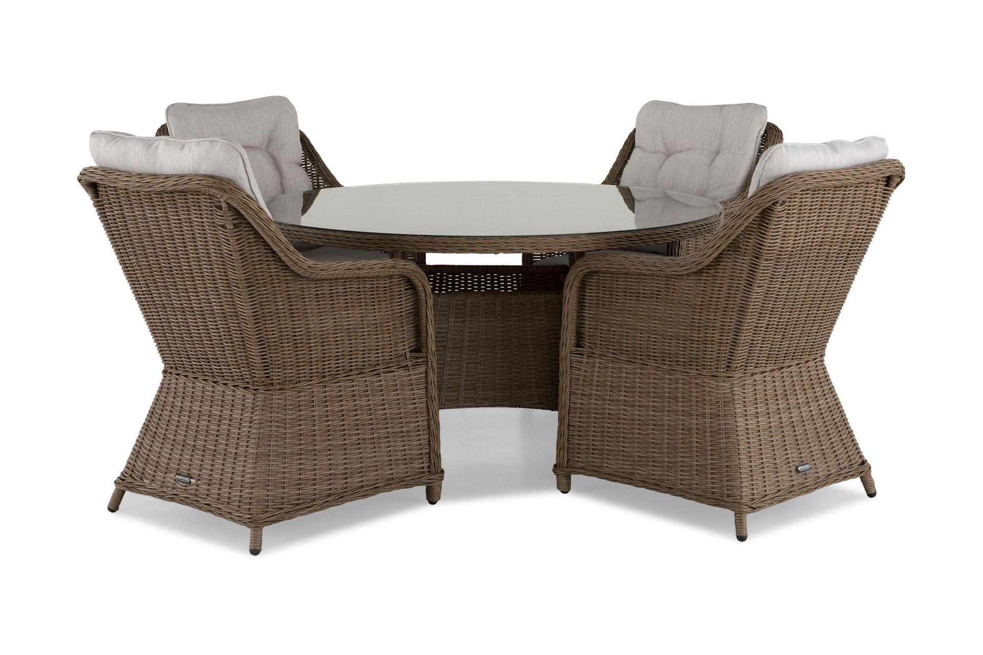 Marcus Matgrupp 140 Rund + 4 F&aring;t&ouml;ljer m Dyna - Natur