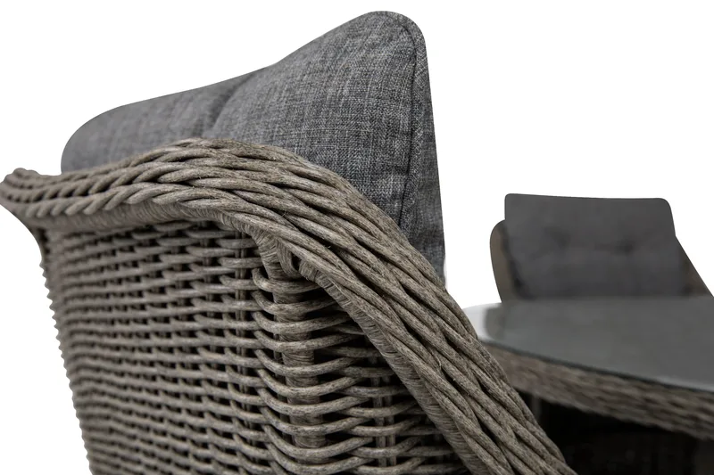 Marcus Matgrupp 140 Rund + 6 Fåtöljer m Dyna - Grå - Utemöbler - Utegrupp - Matgrupper utomhus