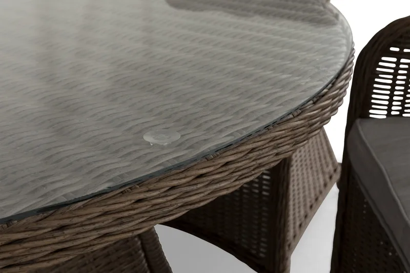 Marcus Matgrupp 140 Rund + 6 Fåtöljer m Dyna - Natur - Utemöbler - Utegrupp - Matgrupper utomhus