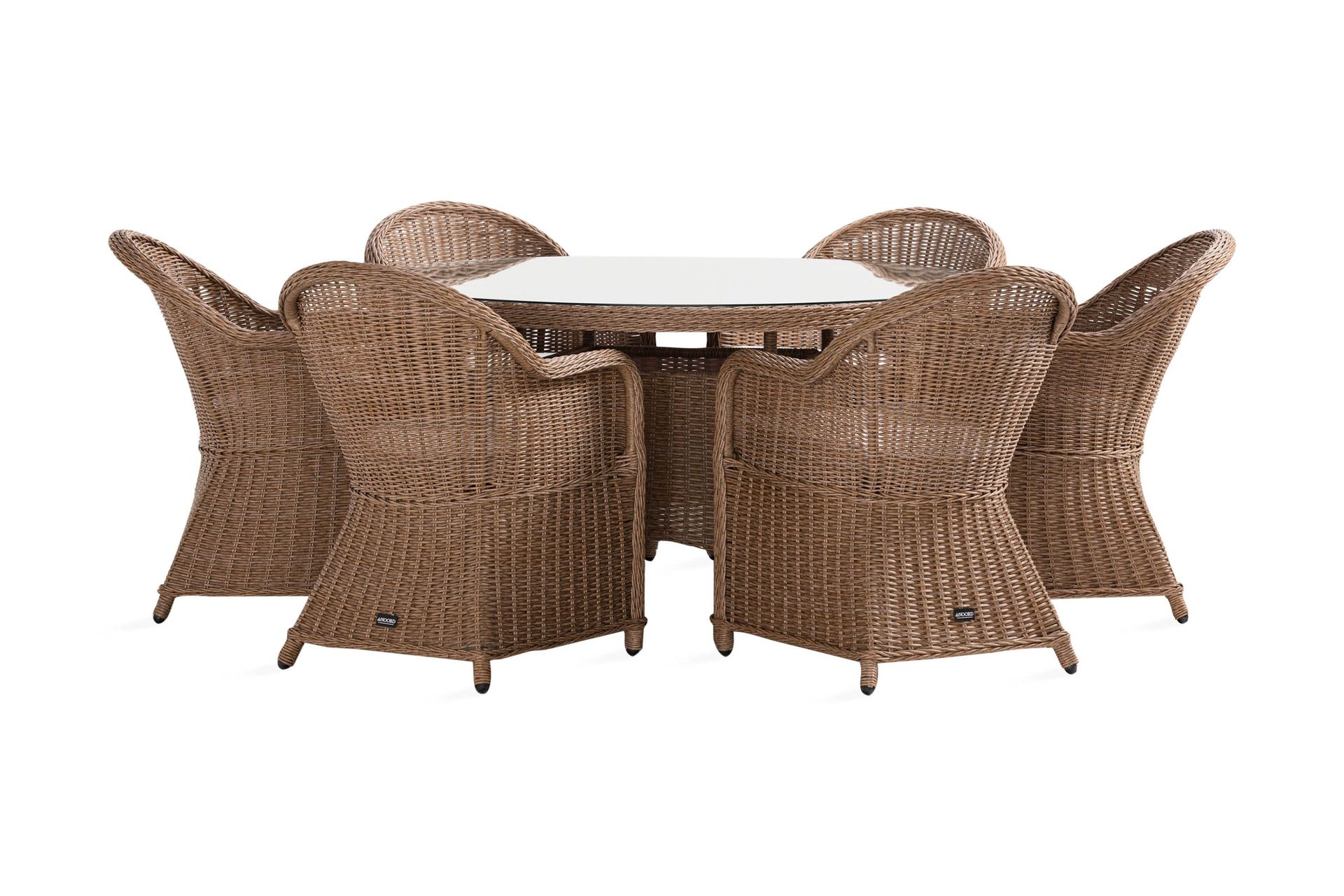 marcus matgrupp 140 rund + 6 light fåtöljer m dyna - natur