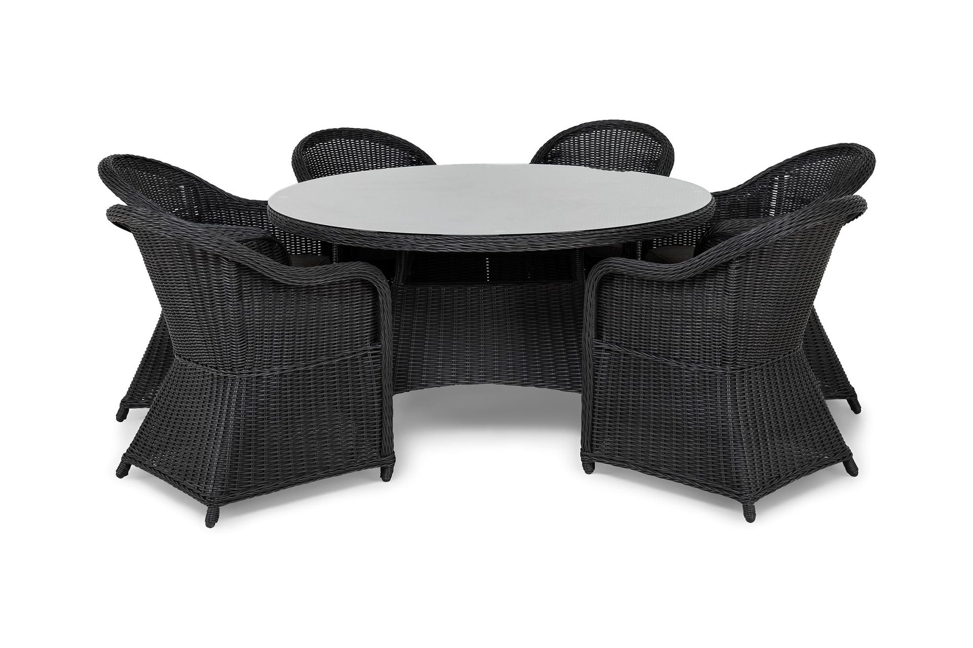 Marcus Matgrupp 140 Rund + 6 Light F&aring;t&ouml;ljer m Dyna - Svart