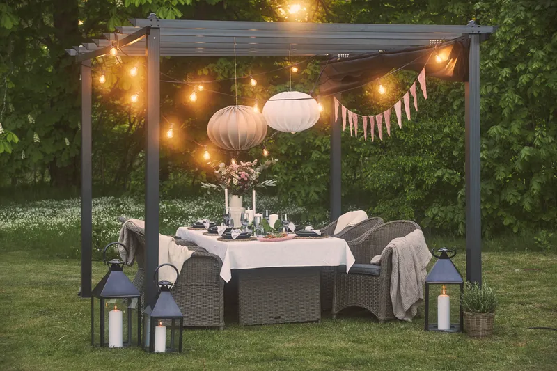 Marcus Matgrupp 200 + 6 Light Fåtöljer m Dyna - Grå - Utemöbler - Utegrupp - Matgrupper utomhus