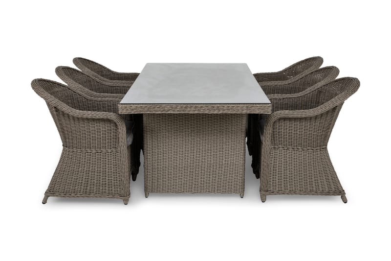 Marcus Matgrupp 200 + 6 Light Fåtöljer m Dyna, Grå