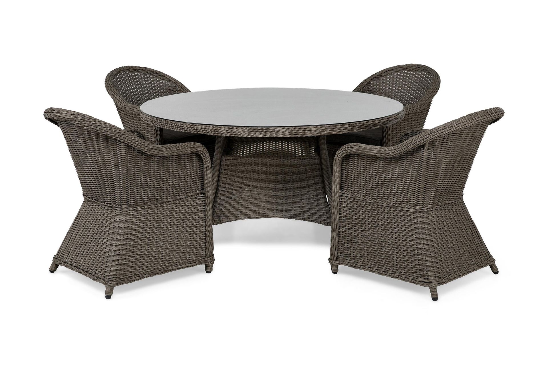 Marcus Matgrupp Utomhus 140 Rund + 4 Light F&aring;t&ouml;ljer m Dyna - Gr&aring;