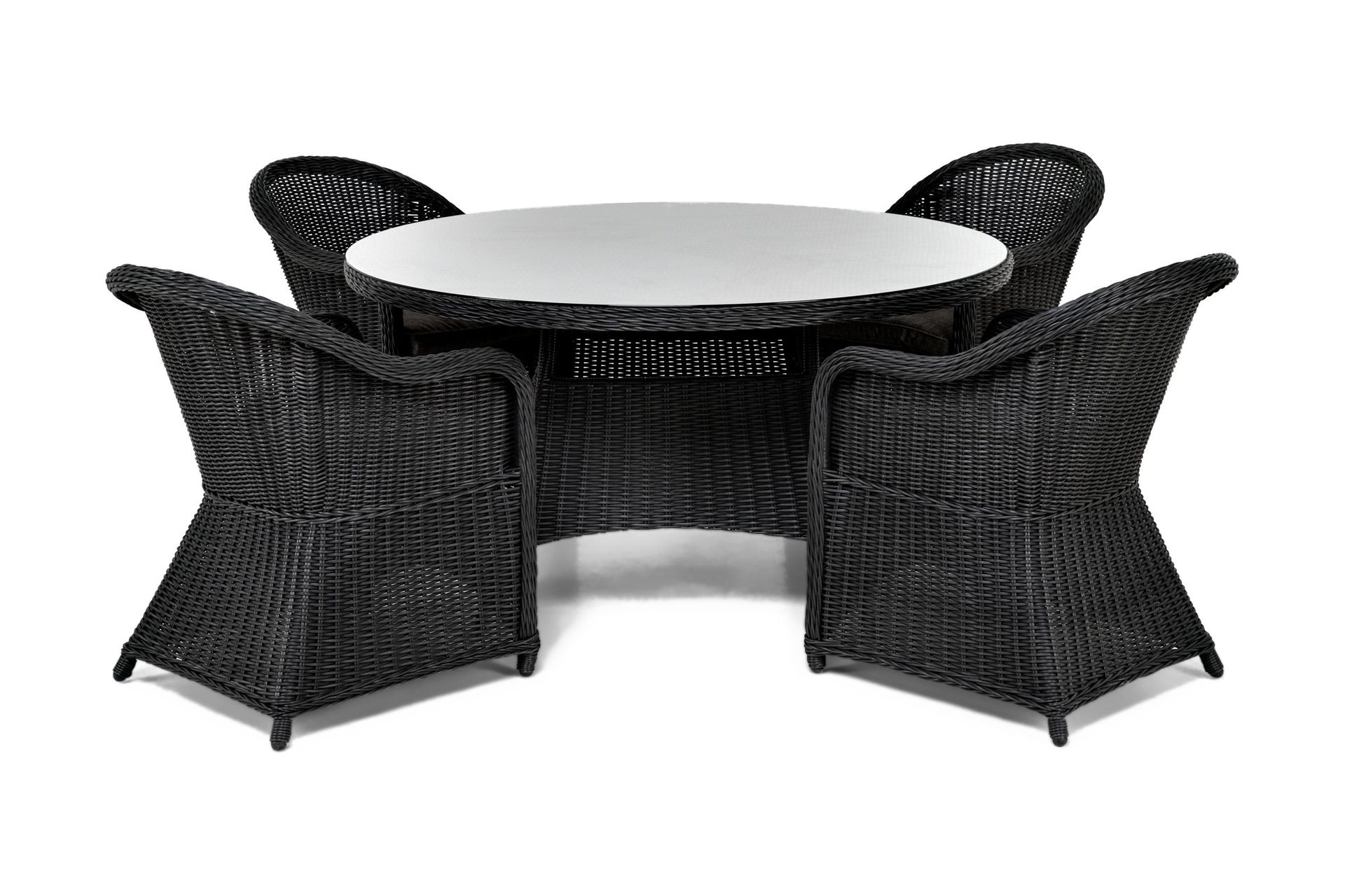 Marcus Matgrupp Utomhus 140 Rund + 4 Light F&aring;t&ouml;ljer m Dyna - Svart