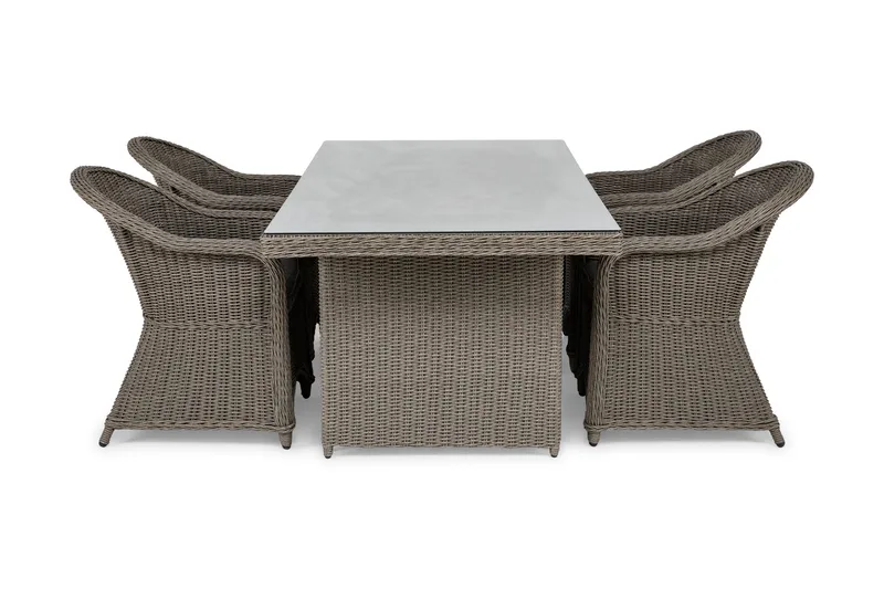 Marcus Matgrupp Utomhus 200 + 4 Light Fåtöljer m Dyna, Grå