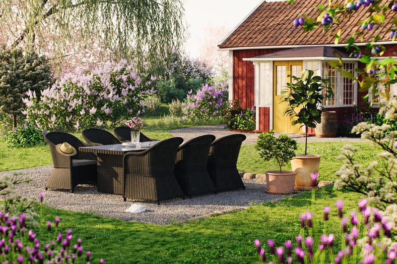 Marcus Matgrupp Utomhus 200 + 6 Light Fåtöljer m Dyna - Svart - Utemöbler - Utegrupp - Matgrupper utomhus