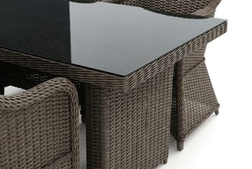 Marcus utomhus matgrupp 160x90 cm med 4 Marcus Light utefåtöljer - Grå - Utemöbler - Utegrupp - Matgrupper utomhus