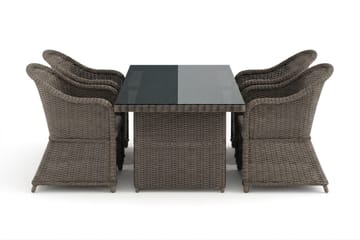 Marcus utomhus matgrupp 160x90 cm med 4 Marcus Light utefåtöljer - Grå - Utemöbler - Utegrupp - Matgrupper utomhus