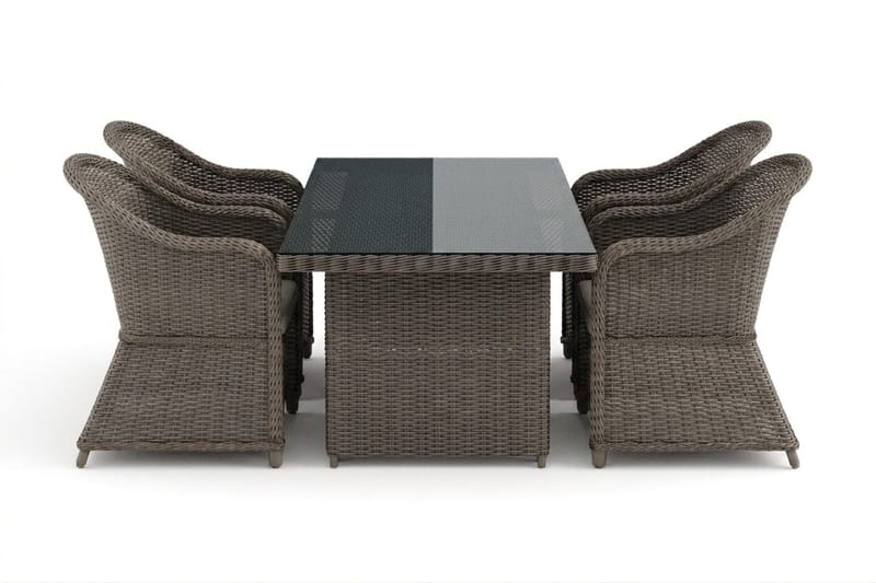 Marcus utomhus matgrupp 160x90 cm med 4 Marcus Light utefåtöljer - Grå - Utemöbler - Utegrupp - Matgrupper utomhus