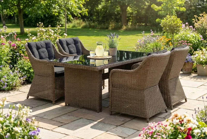 Marcus utomhus matgrupp 160x90 cm med 4 Marcus utefåtöljer - Natur - Utemöbler - Utegrupp - Matgrupper utomhus